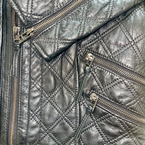 Zara Black Quilted Leather Jacket - Picture 6 of 7